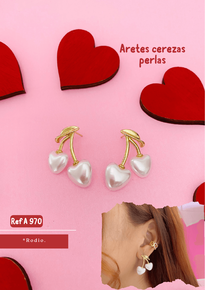 Aretes cerezas perlas