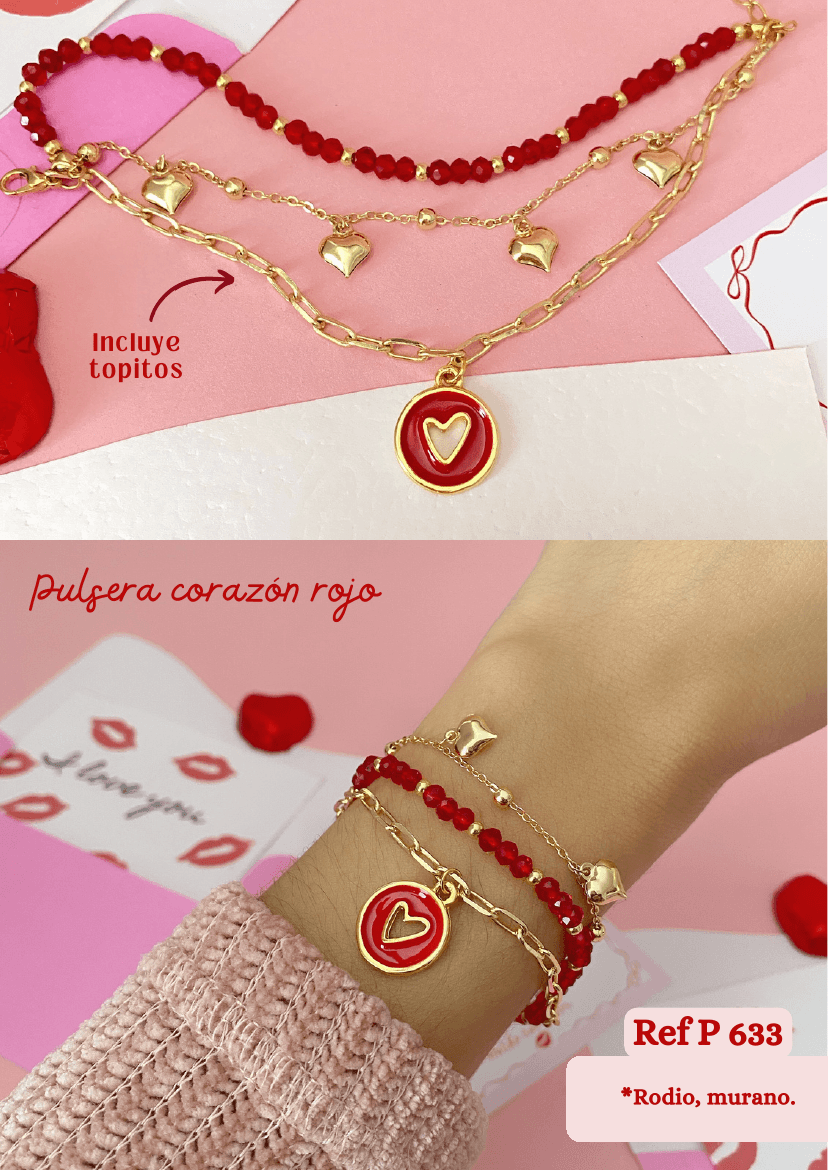 Pulsera corazón rojo