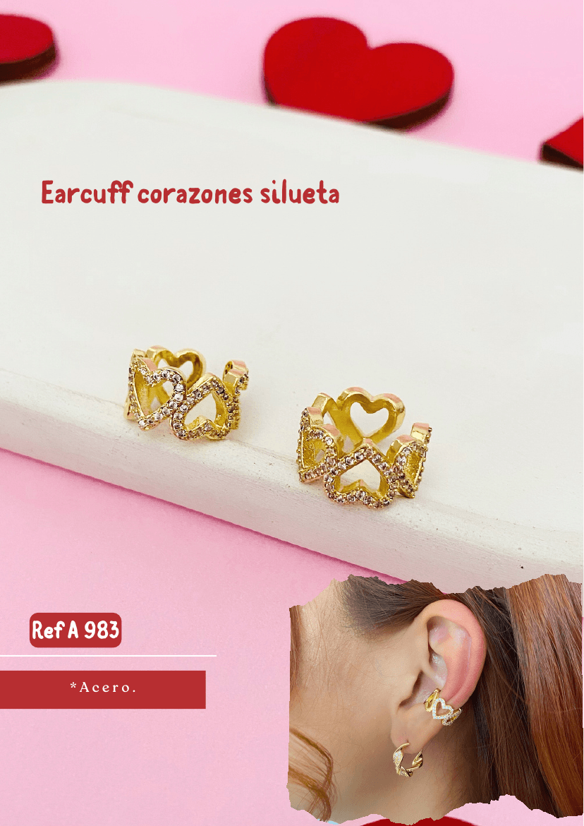 Earcuff corazones silueta