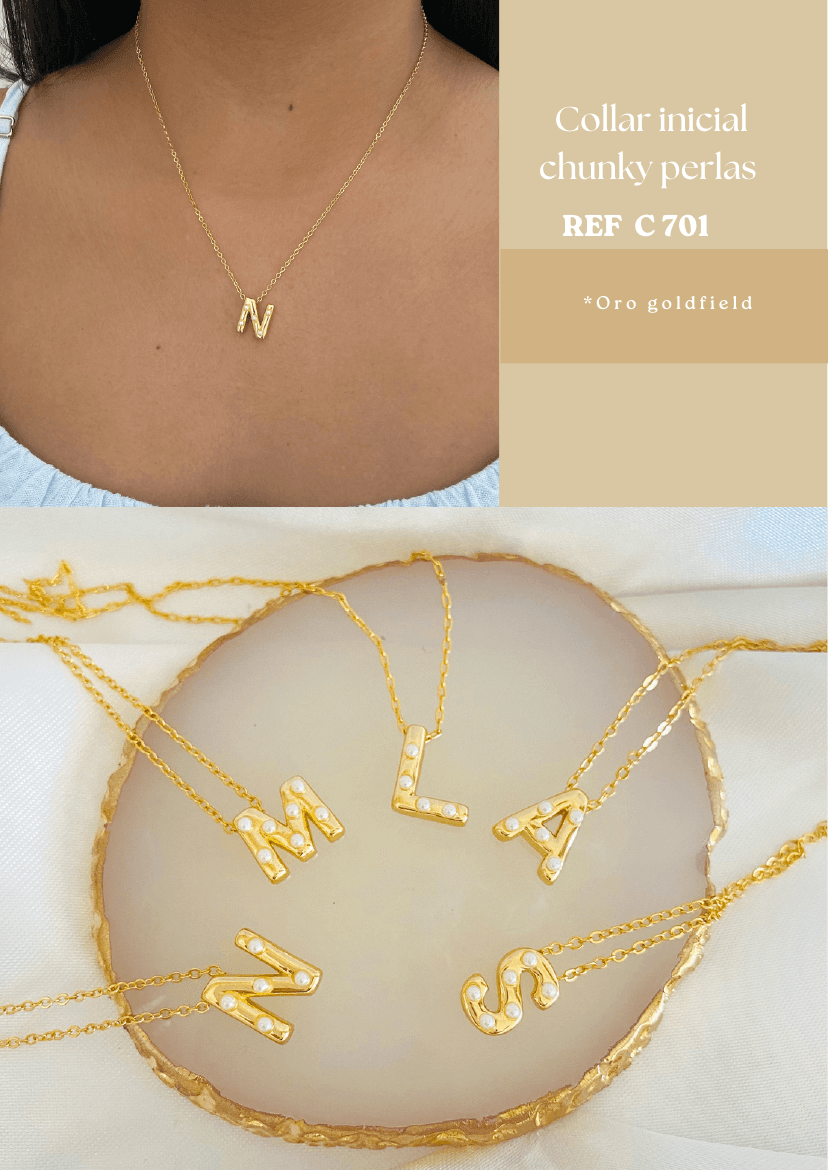 Collar inicial chunky perlas