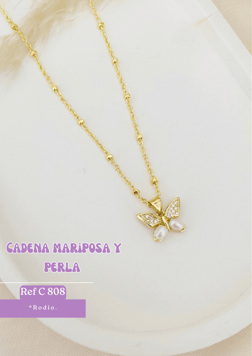 Cadena mariposa y perla