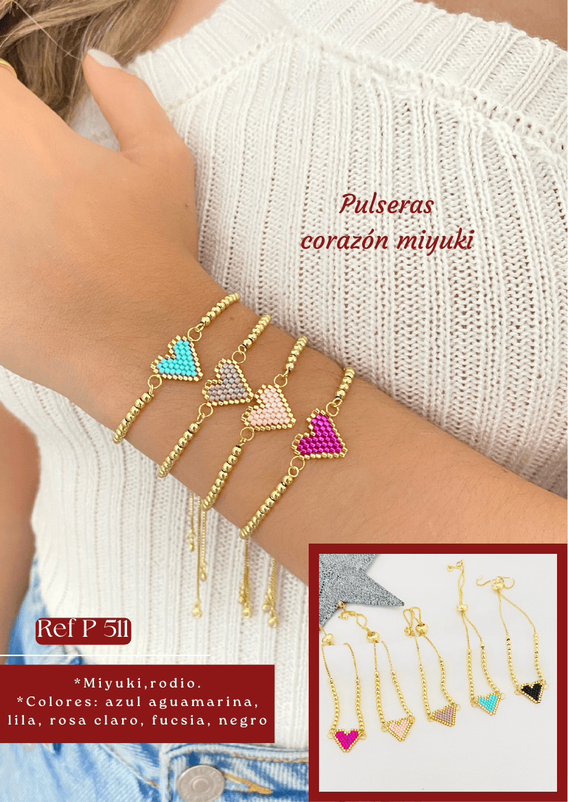 Pulseras corazón miyuki