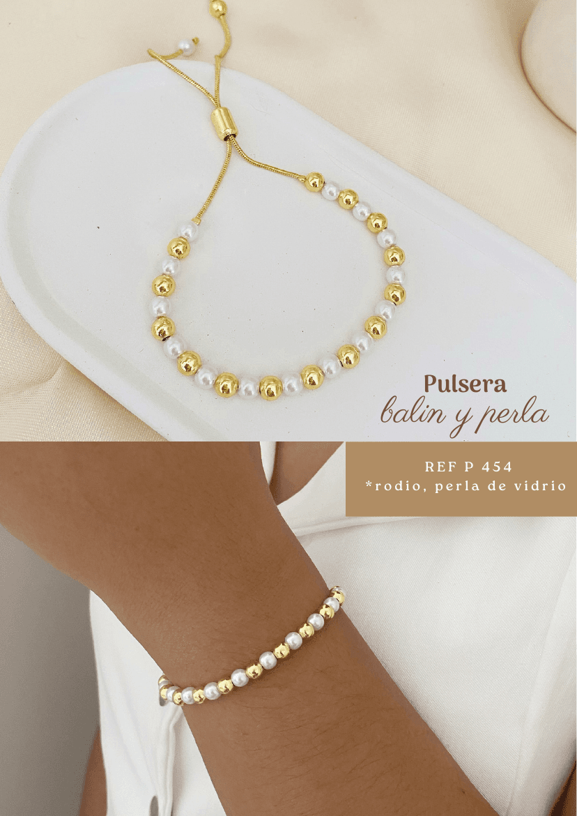 Pulsera balín y perla