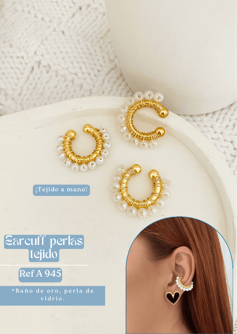Earcuff perlas tejido