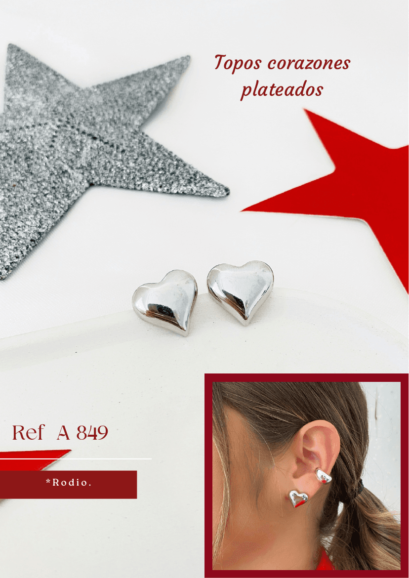 Topos corazones plateados