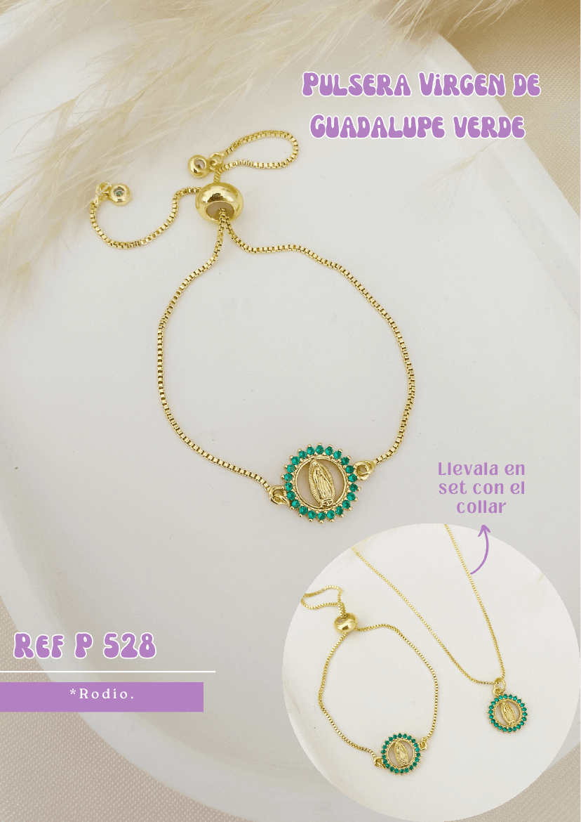 Pulsera Virgen de Guadalupe verde