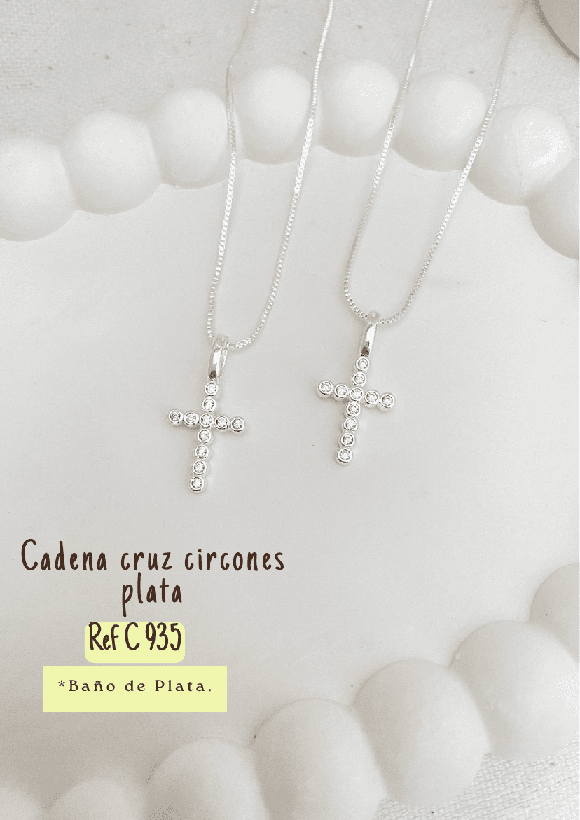 Cadena cruz circones plata
