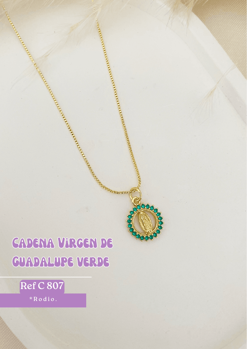Cadena Virgen de Guadalupe verde