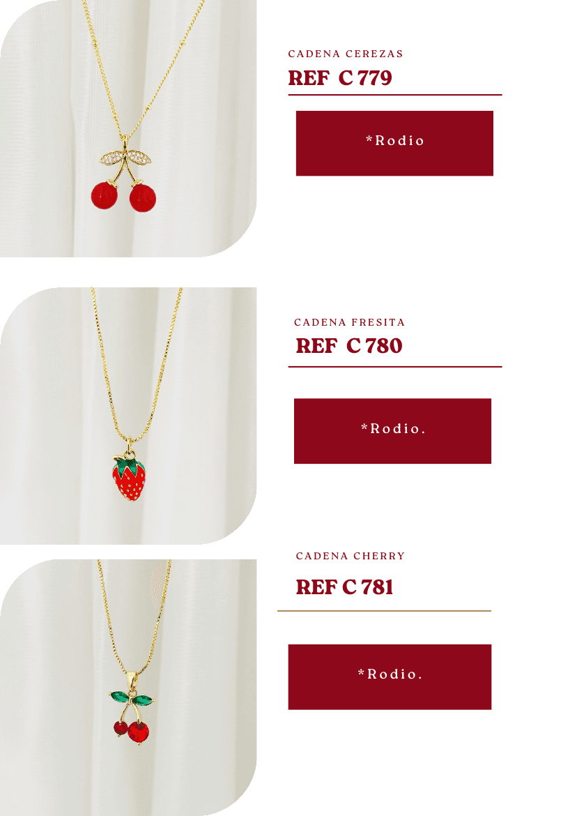 Cadena fresita,cherry y cerezas