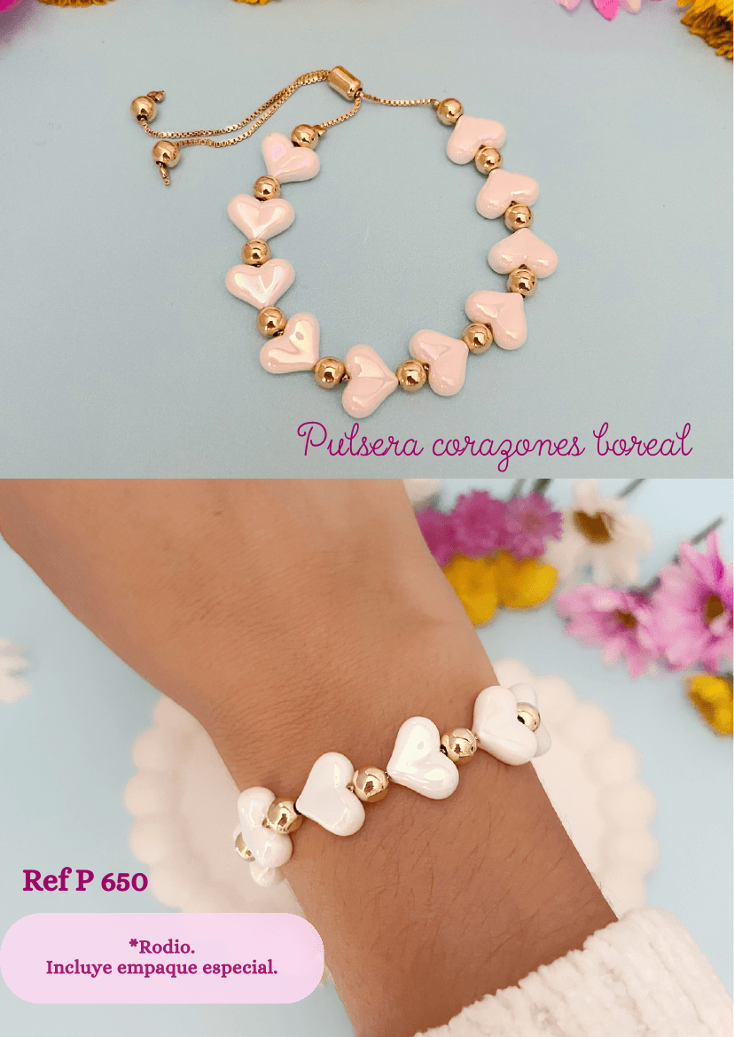 Pulsera corazones boreal