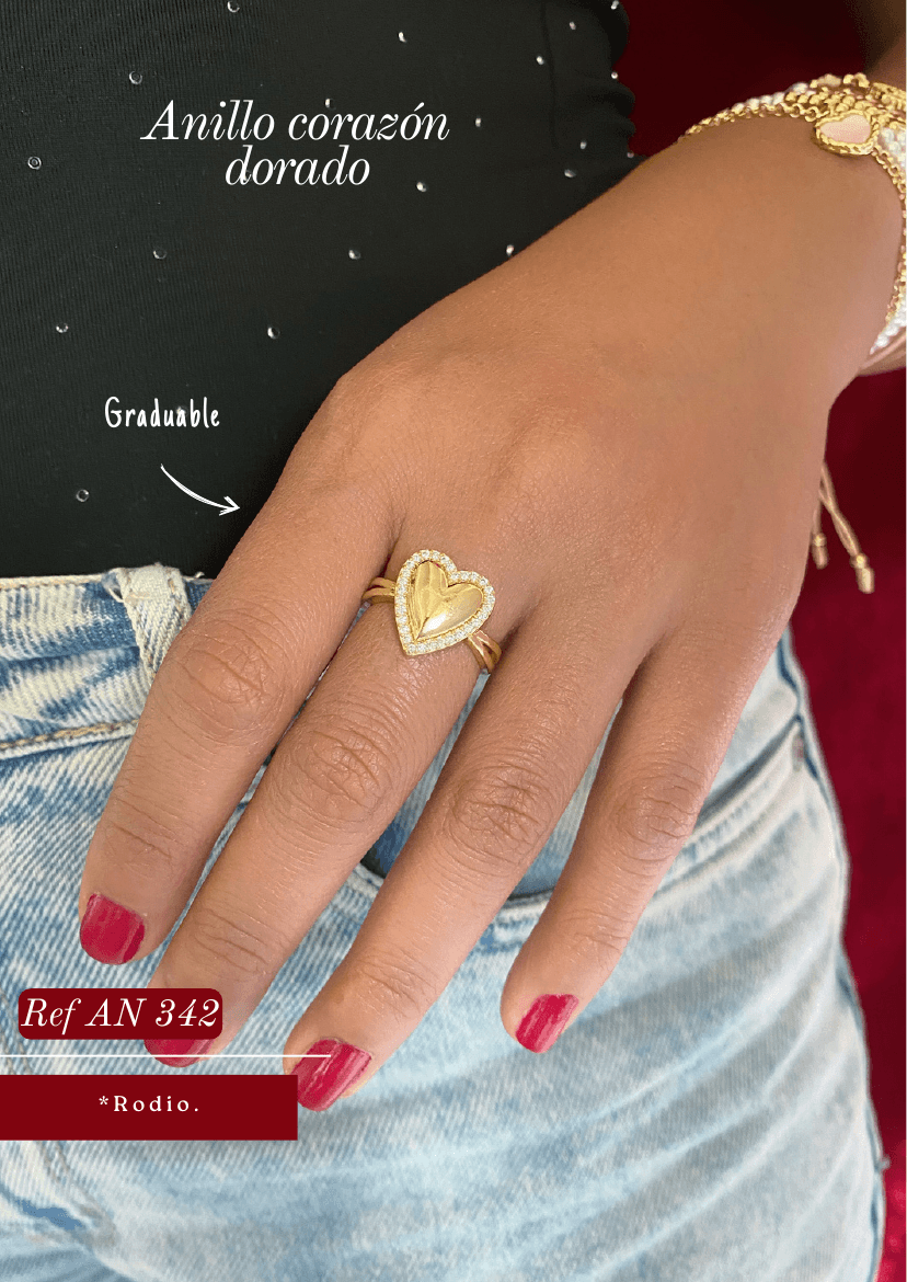 Anillo corazón dorado