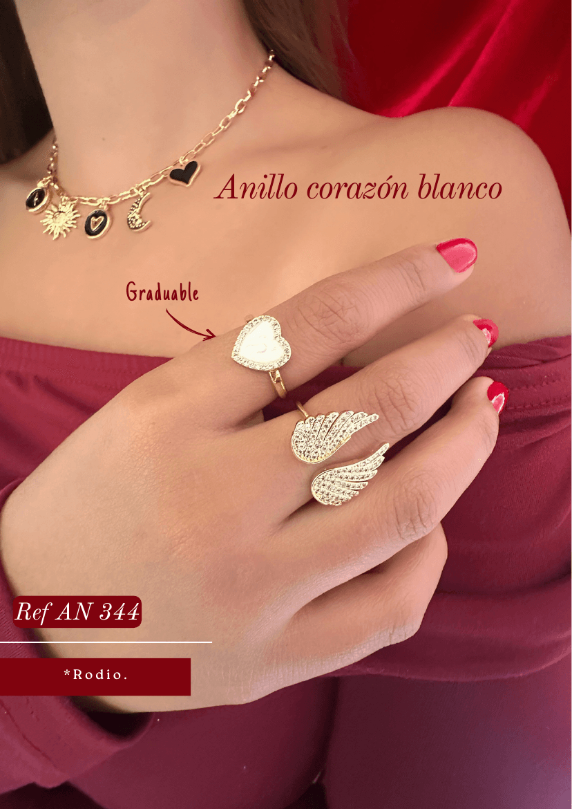 Anillo corazón blanco